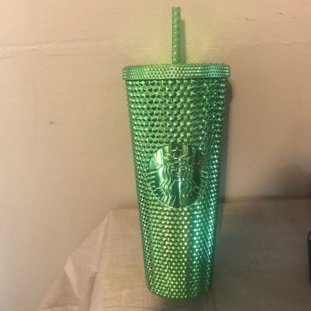 🎄NEW💚Starbucks 2023 Holiday Metallic Light Green Studded Bling Venti Tumbler